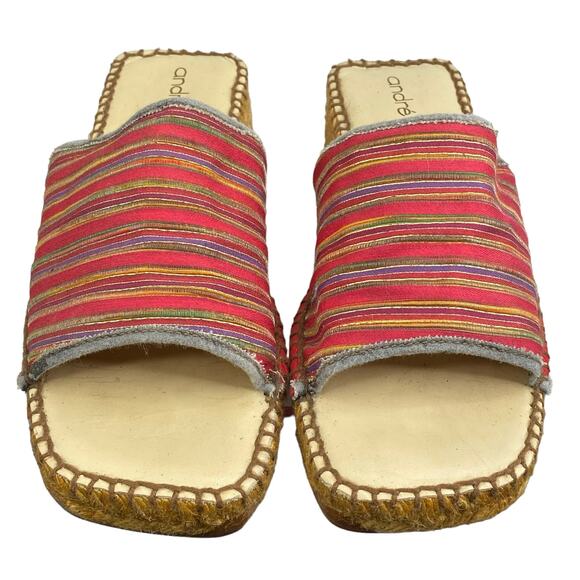 Vintage 90's Andre Assous Red Striped Women's Espadrille Sandals Size US 6 - Picture 7 of 11